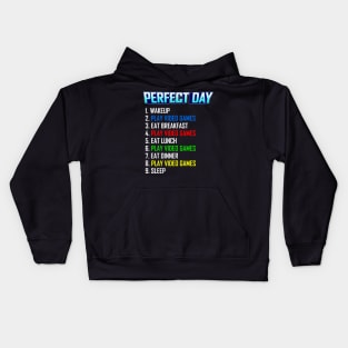 My Perfect Day Play Video Games  Funny Cool Gamer Kids Hoodie